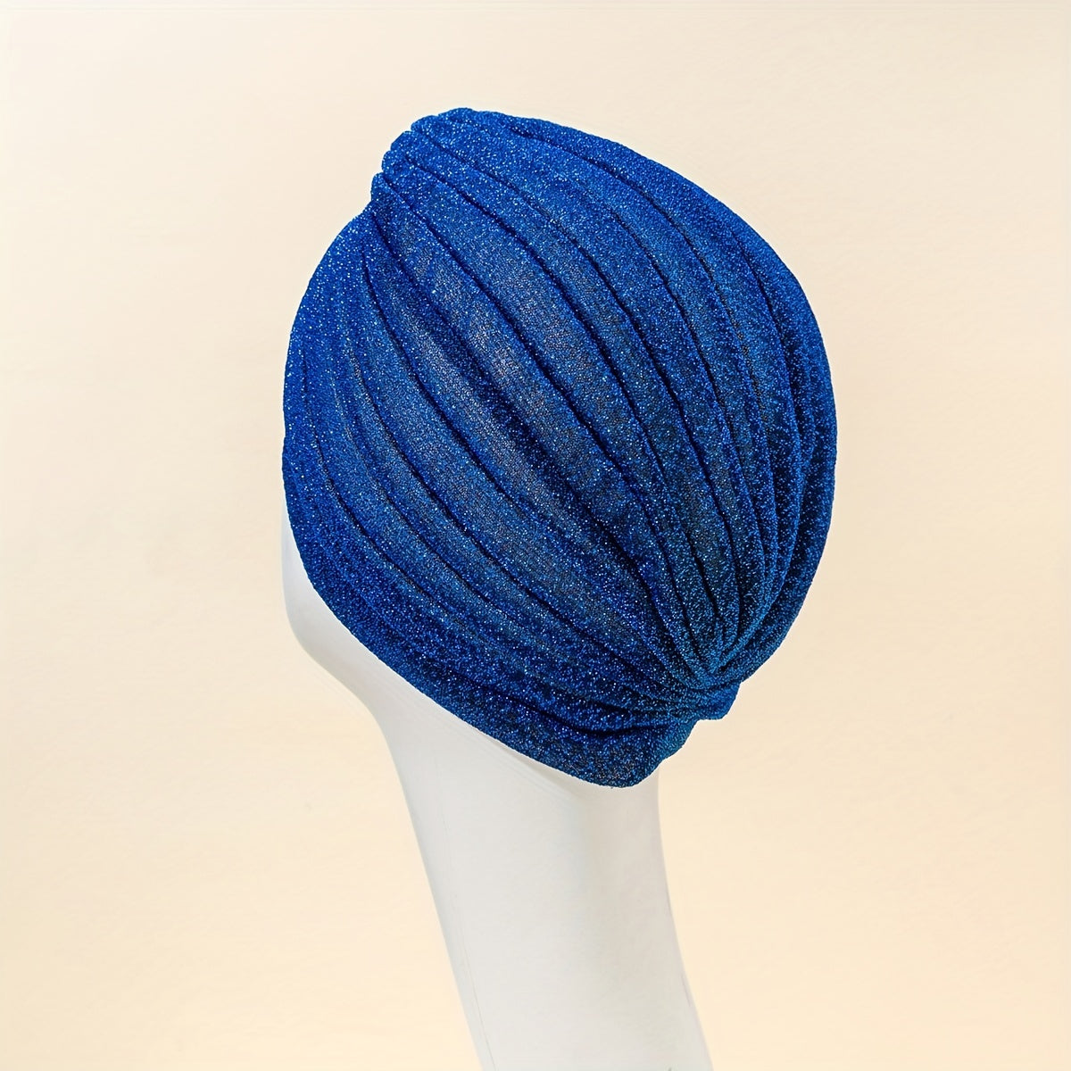 Solid Pleated Turban Cap Casual Head Wrap Elastic Hijab Bonnet Women Bandana