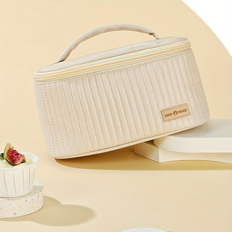 1pc Travel Makeup Bag Cosmetic Bag PU Solid Toiletry Bag Portable Storage Bag