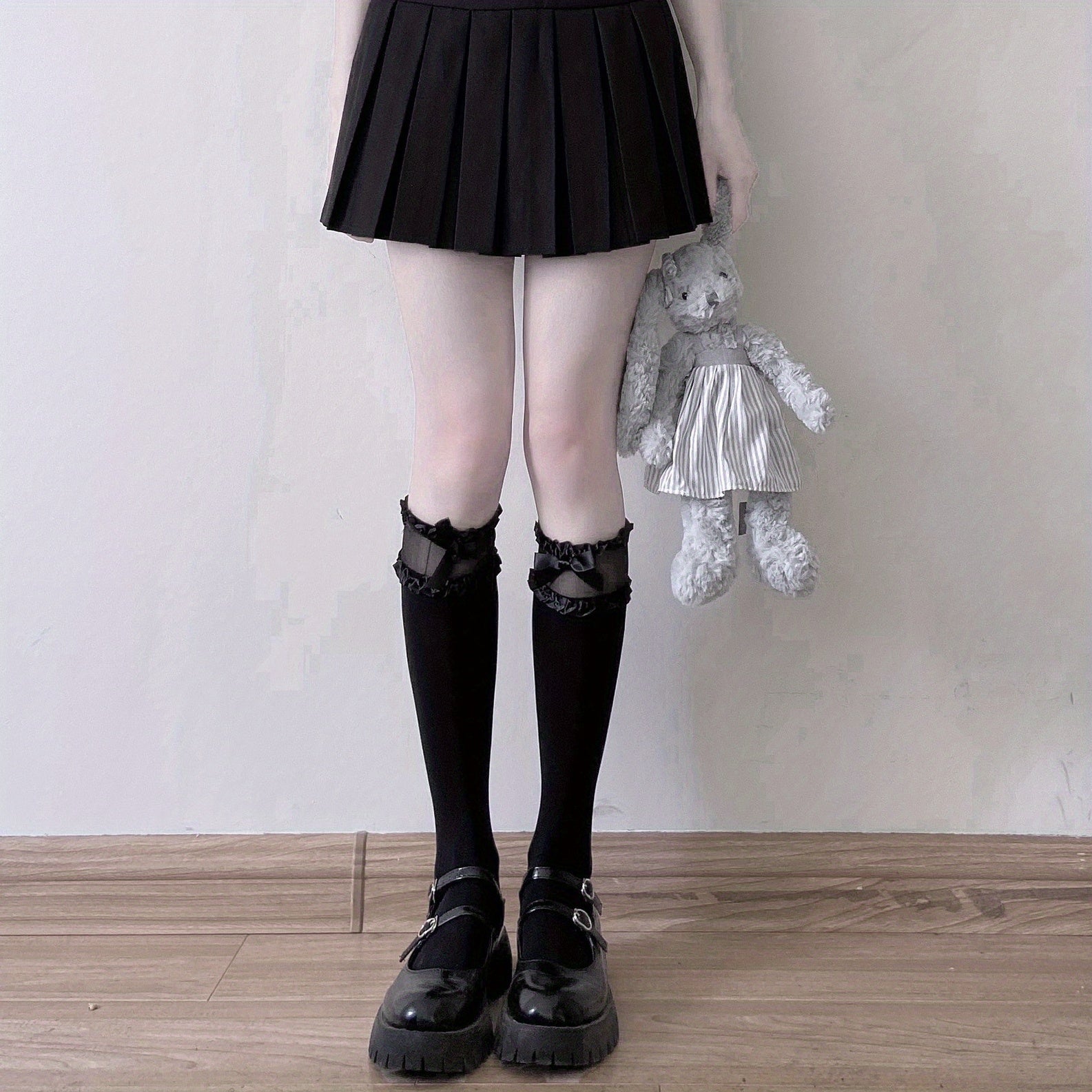 Mesh Ruffle Calf Socks vs. Bow Knee High Socks