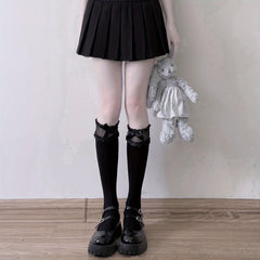 Mesh Ruffle Calf Socks vs. Bow Knee High Socks