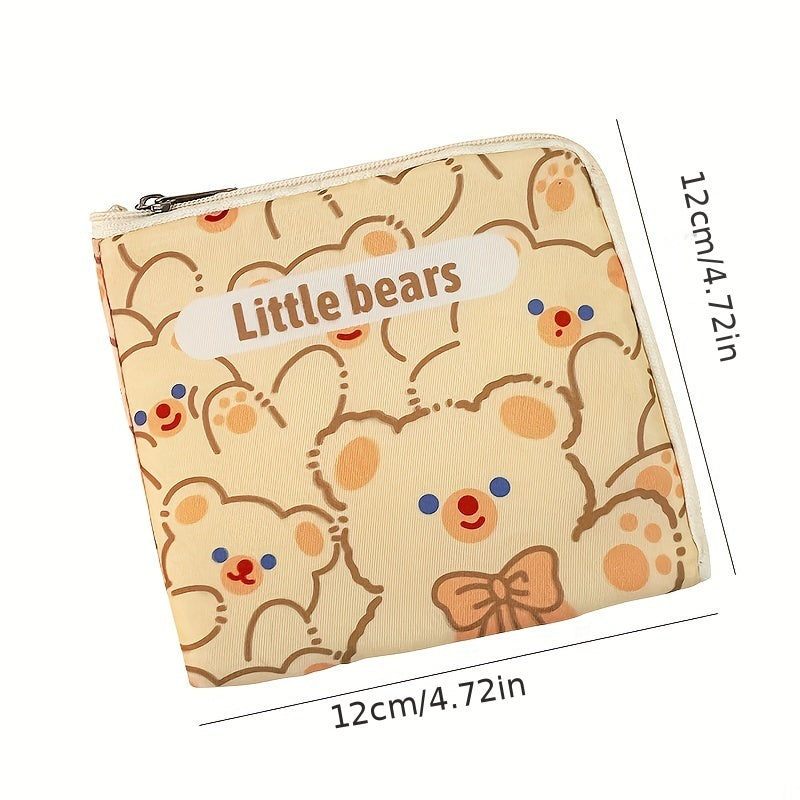 2 Pcs Cartoon Zipper Storage Bag Portable Sanitary Napkin Bag