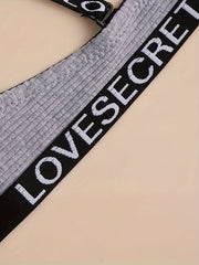 2pcs Letter Print Push Up Bras Comfy & Breathable Intimates Bra