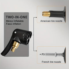 2 in 1 Tire Inflatable Chuck American French Nozzle Conversion Pump