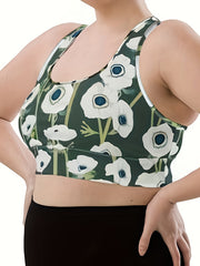 Floral Print Racer Back Plus Size Sports Bra