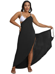 Sexy Plus Size Wrap Maxi Dress with High Split