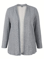 Solid Cable Knit Long Sleeve Open Front Warm Cardigan