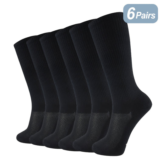 6 Pairs Men's Bamboo Compression Socks Moisture Wicking Knee High Socks