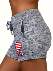 Print Drawstring Casual Shorts for Women
