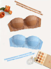 2 Pack Plus Size Bra Set Women's Plus Striped Lace Underwire T shirt Bra Set