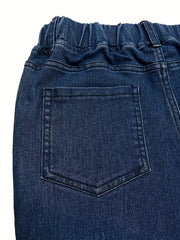 Elastic Waist Skinny Jeans High Rise Denim Pants