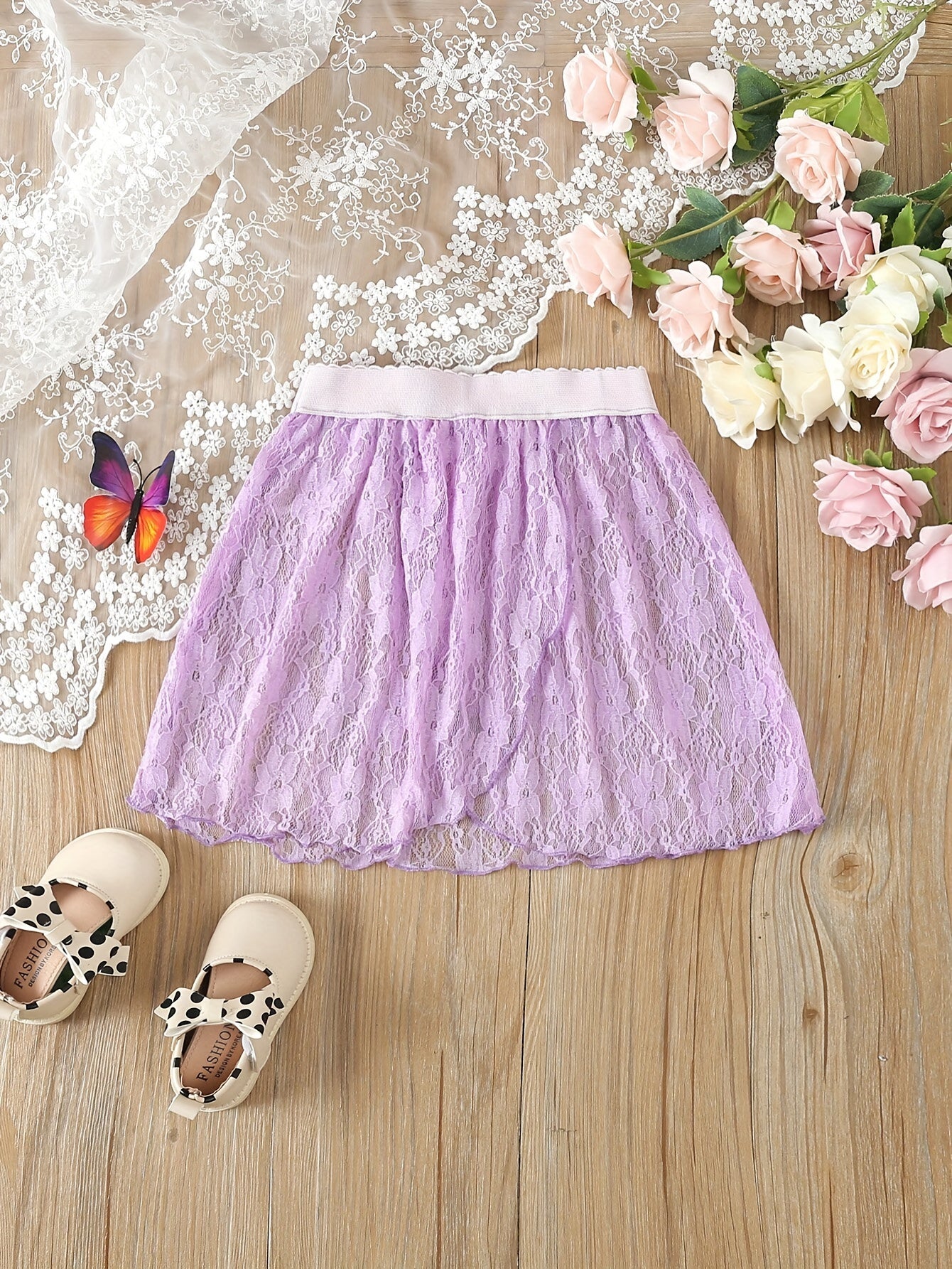 Girls Solid Lace Ballet Skirt for Dance Practice Performance Sports
