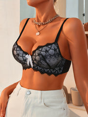 Lace Push Up Bra Scallop Trim Comfy Breathable