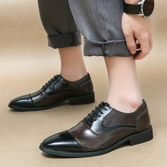 Men's Cap Toe Oxford Shoes Lace up Front Block Dress Shoes Tie Optional
