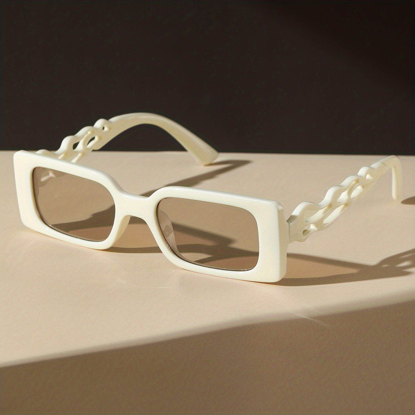 Y2K Flame Hollow Temple Rectangle Sunglasses UV400