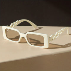Y2K Flame Hollow Temple Rectangle Sunglasses UV400