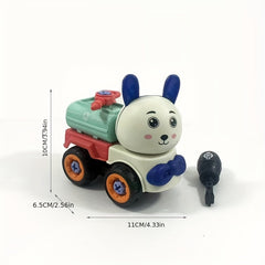 Kids DIY Engineering Car Toy Set - Sliding Mixer Transport Vehicle