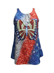 Glitter Stripe & Butterfly Print Tank Top