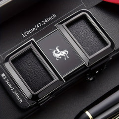 Men's Smooth Buckle PU Leather Belt for Business Travel Dressing