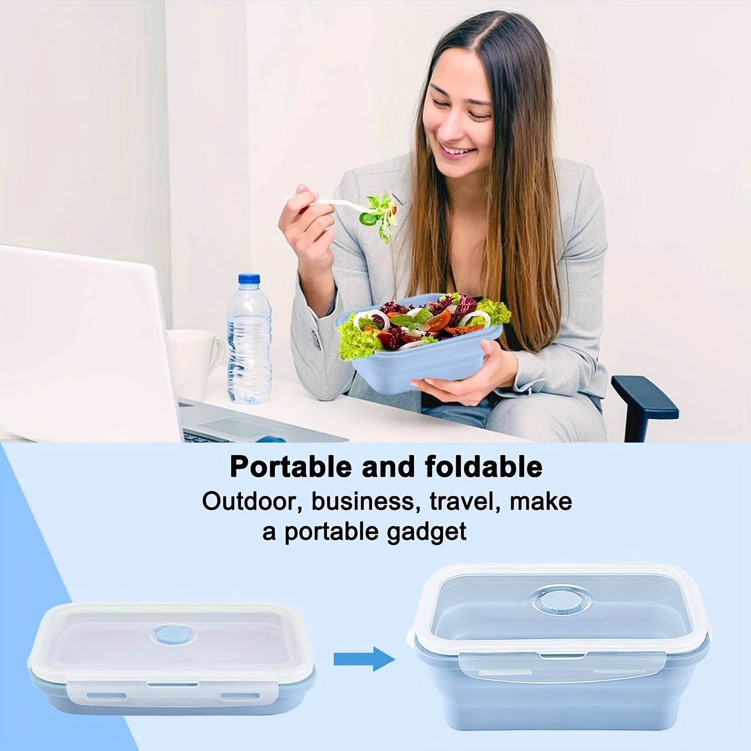 2pcs 800ml Silicone Collapsible Food Storage Containers With Lids BPA-Free