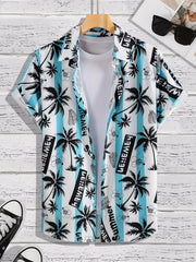 Men's Summer Palm Tree Stripe Hawaiian Shirt