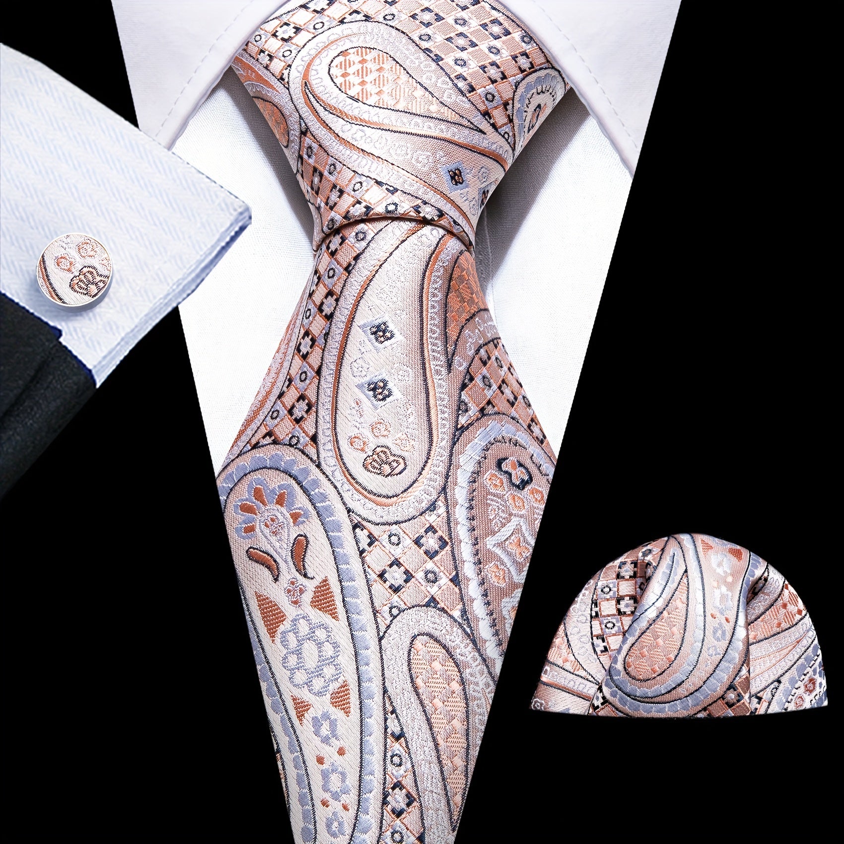 Barry Wang Paisley Floral Necktie Set
