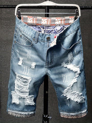 Mens Vintage Ripped Jeans Royal Straight Fit Shorts For Summer