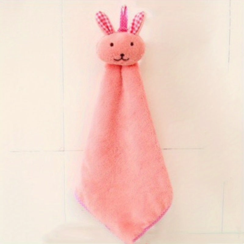 Cute Rabbit Hanging Fingertip Towel Coral Velvet Absorbent Soft Towel