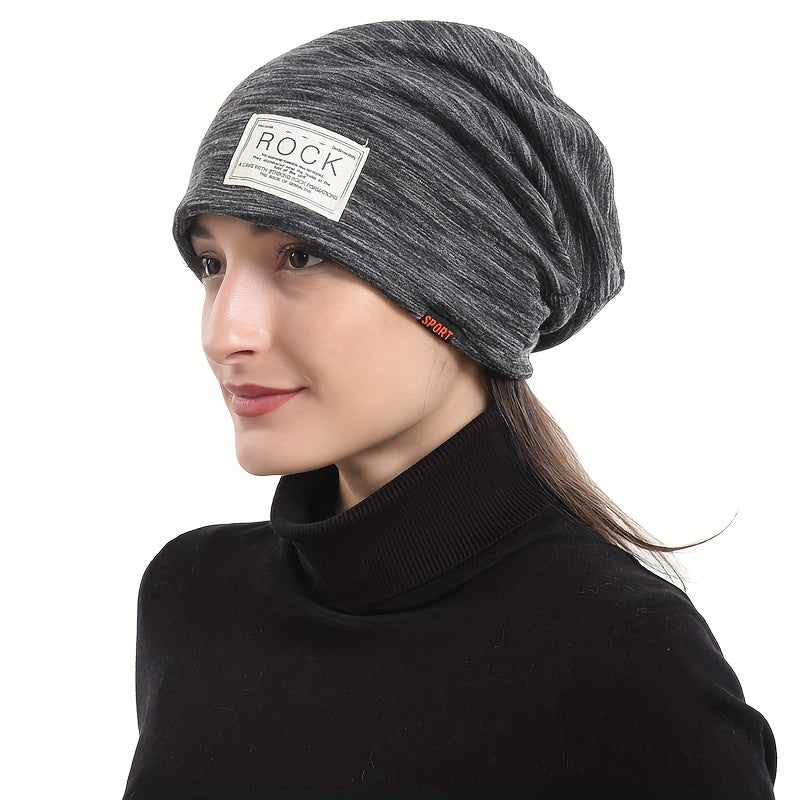 Casual Slouchy Baggy Beanie Hat Patch Elastic Warm Skull Cap