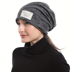 Casual Slouchy Baggy Beanie Hat Patch Elastic Warm Skull Cap