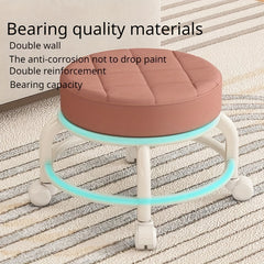 Round Rolling Stool Swivel Caster Toddler Stool Home Furniture