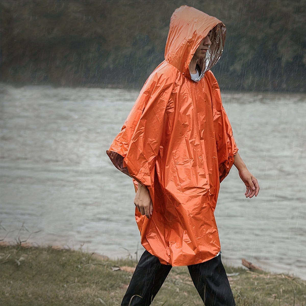 Portable First Aid Reflective Windproof Raincoat for Emergency Hiking