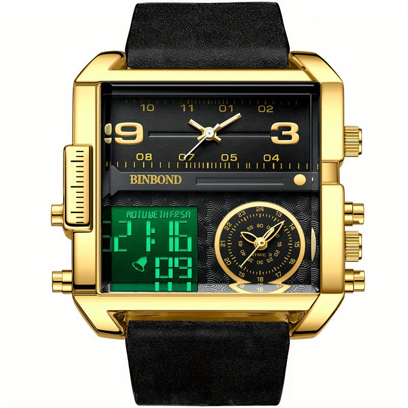 Men's Sports Dual Display Large Dial Quartz Watch