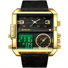 Men's Sports Dual Display Large Dial Quartz Watch