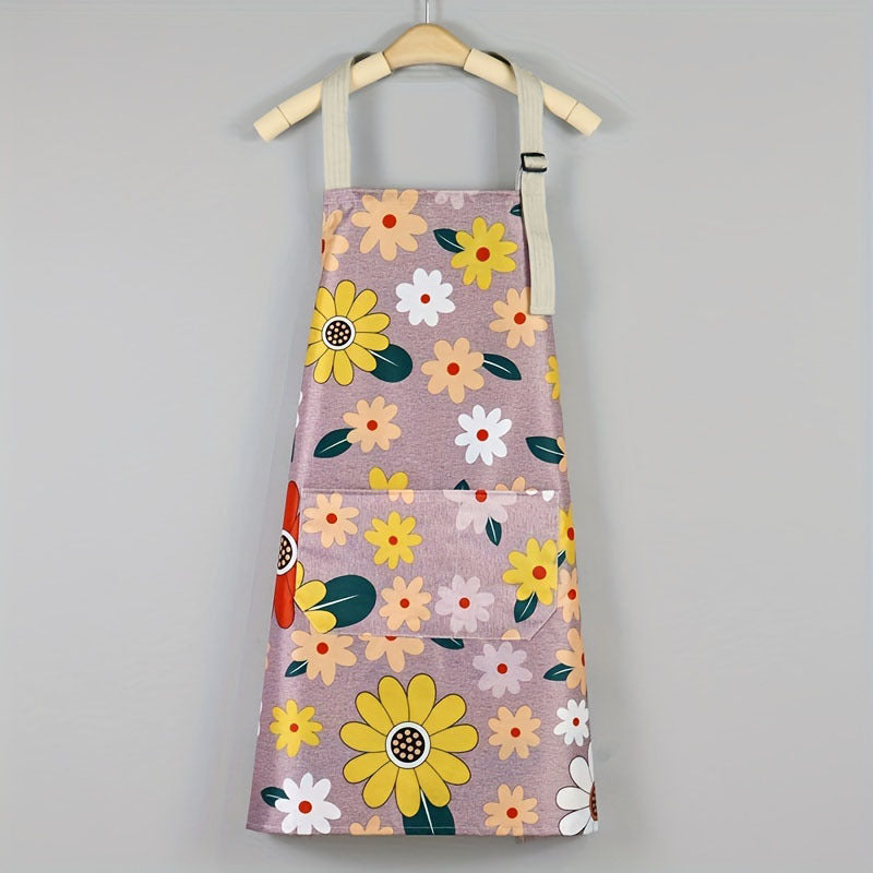 Stylish Flower Apron with Adjustable Halter for Chefs Gardeners Bakers