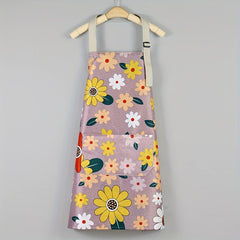 Stylish Flower Apron with Adjustable Halter for Chefs Gardeners Bakers