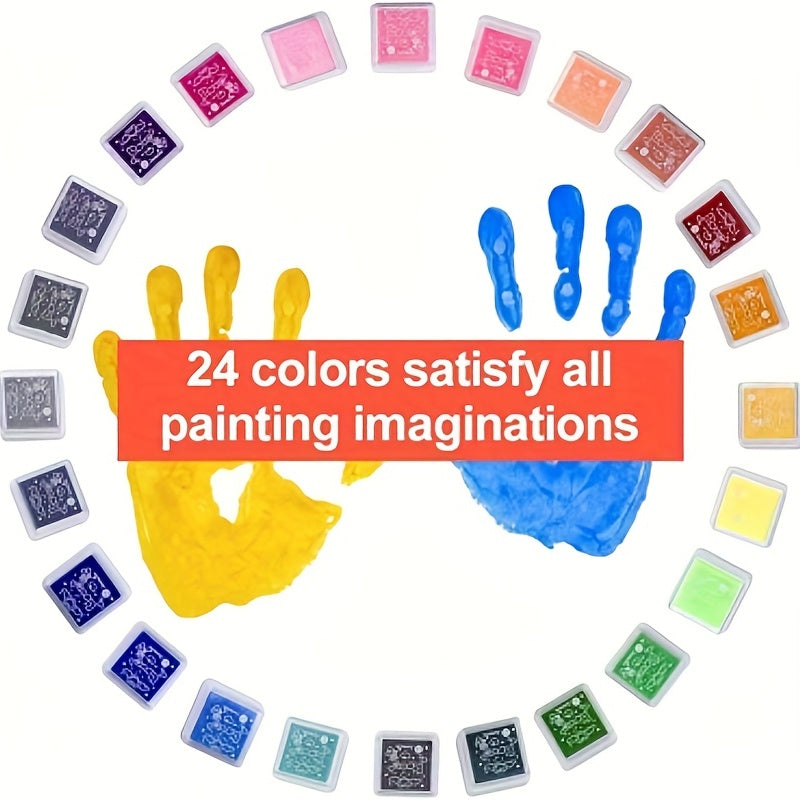 24 Colors Stamp Pad Set for Paper Craft Fingerprint Scrap Book