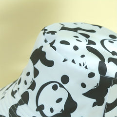 Reversible Panda Print Bucket Hat Cartoon Sunscreen Basin Hat