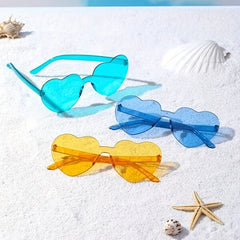 Heart Sunglasses Minimalist Clear Frame Glasses Photo Prop Eyewear