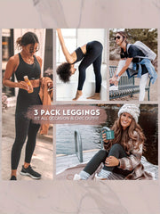 3Pcs High Waist Yoga Pants Butt Lifting Tummy Control Leggings