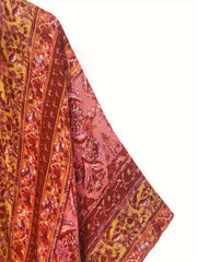 Tribal Print Bat Sleeve Cover Up