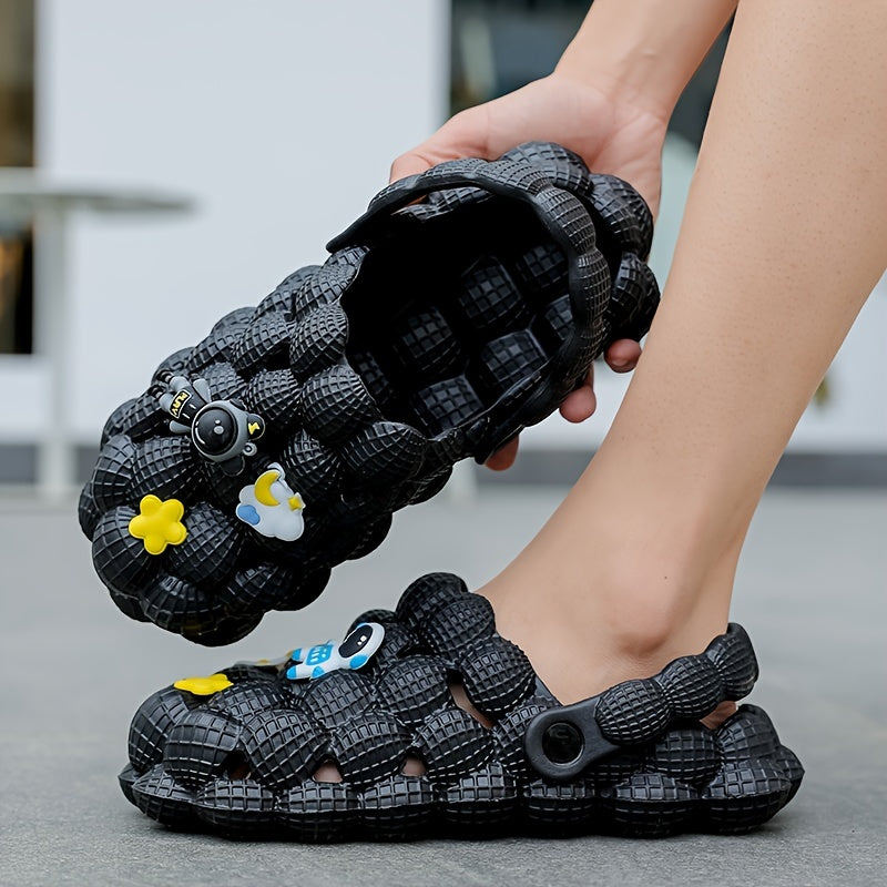 Unisex Massage Bubble Clogs with Astronaut Charms Men's Slippers