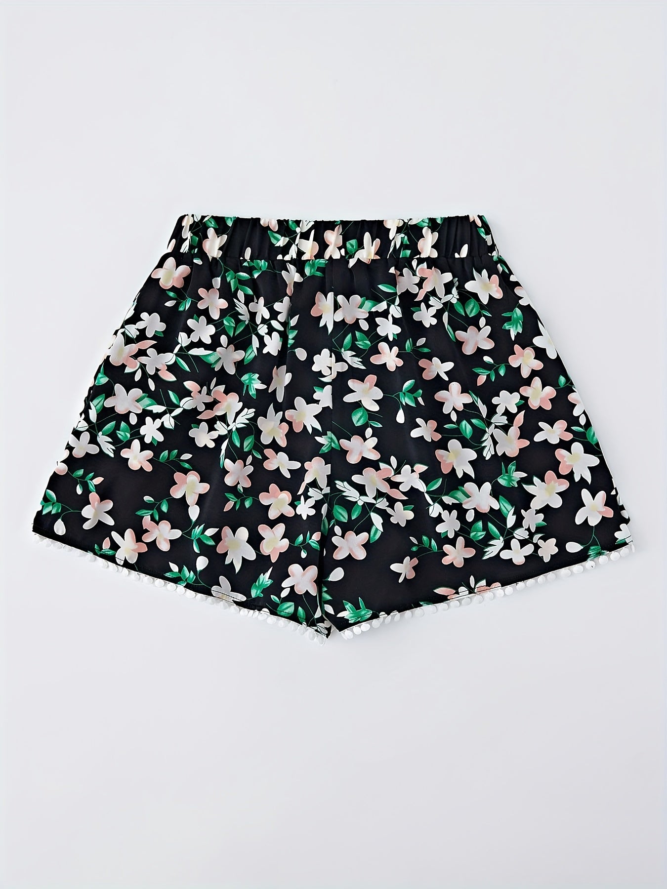Floral Print Tassel Shorts Wide Leg Women's Clothing