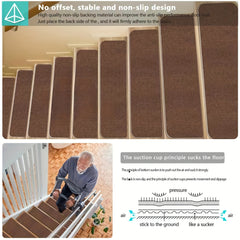 15pcs Non Slip Stair Rugs Adhesive Soft Washable Stair Carpet Runner Hall Living