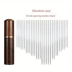 30pcs Solid Wood Needles Set With Needle Cartridge Household Sewing Accessories