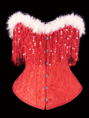 Christmas Sequin Tassel Lace Up Corset Bustier