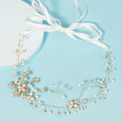Crystal Wedding Headpiece Faux Pearl Bridal Hair Vine Tiara