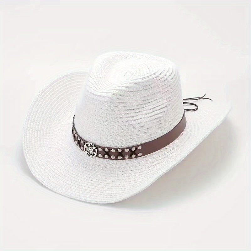 Vintage Cowboy Hat with Leather Belt Gift for Men