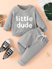 Baby Boy's Waffle Set Embroidered Sweatshirt & Trousers
