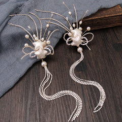 Tassel Faux Pearl Hair Clips 2pcs 1pair Headwear Bridal Party Styling