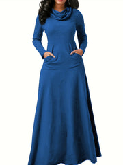 Turtleneck Maxi Dress Long Sleeve With Pockets